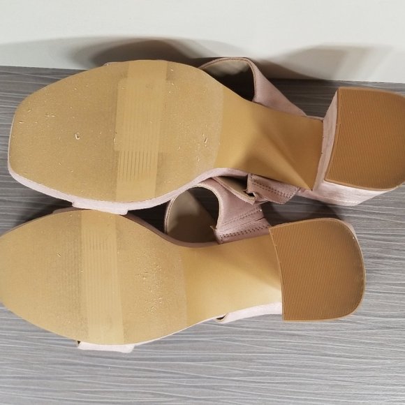 BP. Karly Platform Block Heel Slide Sandal, Light Pink Suede, Womens Size 6 M - Picture 11 of 12
